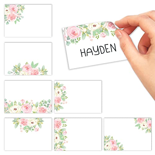 Self Adhesive Name Tags Sticker (Floral Pink Blush)