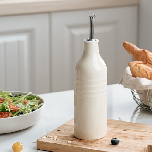 16oz Ceramic Oil Dispenser Bottle (Vanilla White / 1 Piece (Jupiter))