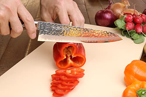 VG10 16 Layer Hammered Damascus Stainless Steel Santoku Chefs Knife (7" / Mahogany Handle)
