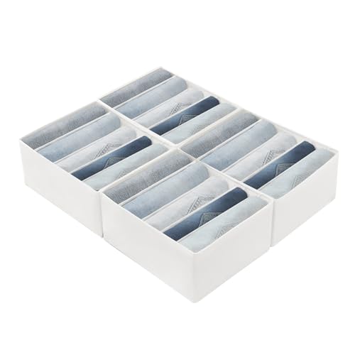 Jeans Pants Organizer for Closet (White / 5 Grids)
