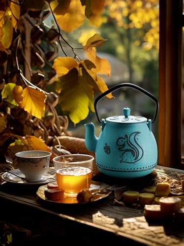 Teapot with Removable Infuser (1 Quarts / Blue Squirrel)