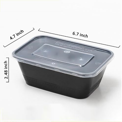 24oz Square Plastic Meal Prep Containers Reusable With Lids (24 oz square box)