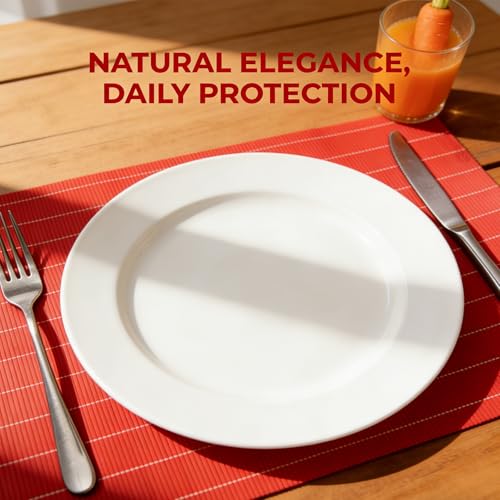 8 Pack 17.7x11.8 Bamboo Placemats (Tangerine Orange / Set of 8)