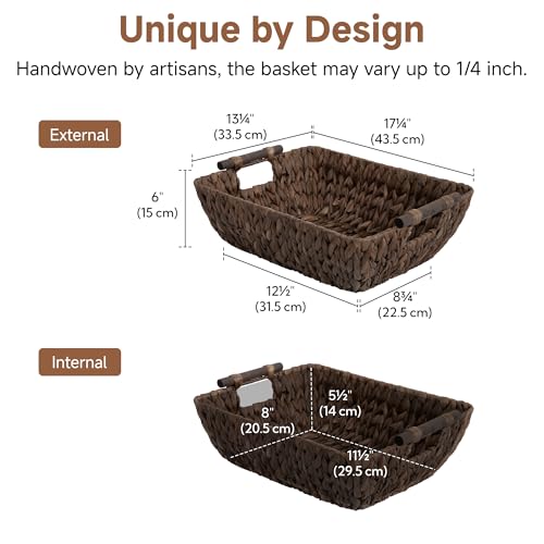 Wicker Baskets for Shelves (Dark Brown(Water Hyacinth) / Large)