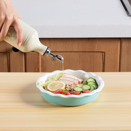 Sweejar 16 Oz Ceramic Olive Oil Dispenser Bottle (Beige / 16 Oz(Gold Spout))
