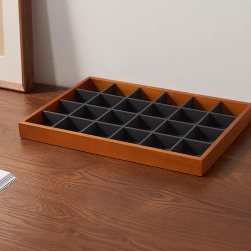 Solid Wood Jewelry Tray (Grey 24 grid tray)