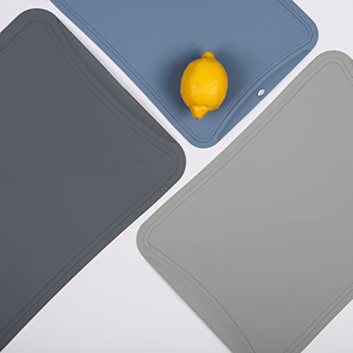 TPU Cutting Boards (3 Piece Set / Dark Gray, Gray, Blue)