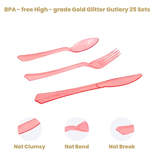 Pink Rose Gold Paper Plates Set (25 Count)