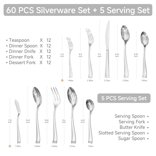 65 Piece Flatware Set (65-Piece / Silver)