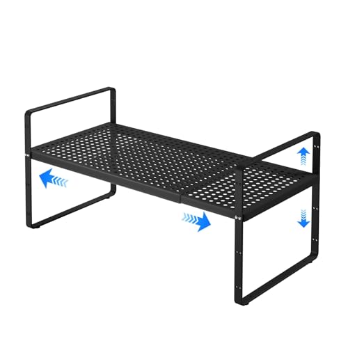 Expandable Kitchen Shelf Organizers (Black Small)