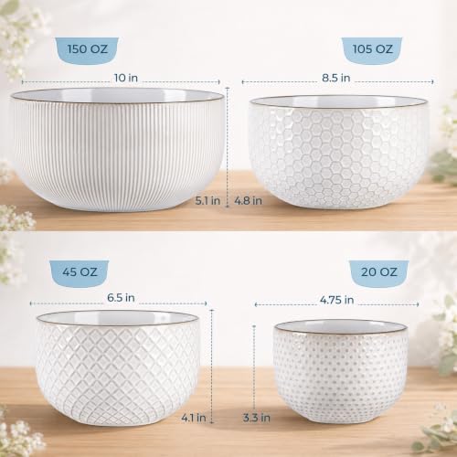 Ceramic Mixing Bowls Set of 4 (Off-White / Set of 4)