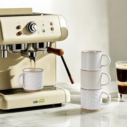 6 OZ Coffee Mugs with Saucer and Stand (Off-White / 6 Ounce (With Stand))