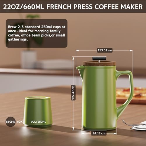 Ceramic French Press 22oz (Green)