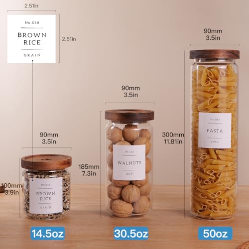 5 Set Glass Pantry Storage Jars with Acacia Airtight Lid