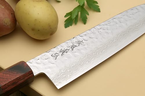 VG10 46 Layers Hammered Damascus Santoku Japanese Multipurpose Chef Knife (7" / Silver)