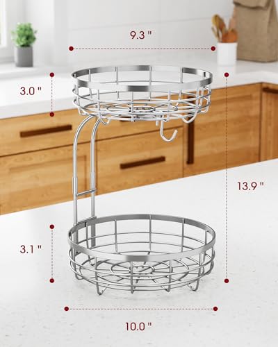 Fruit Basket for Kitchen Counter (Silver / 2 Tier Standard)