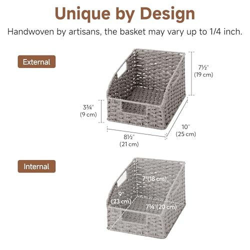 Wicker Baskets for Organizing (Gray(Paper Rope) / 2x 8½"L x 10"W x 7½"H)