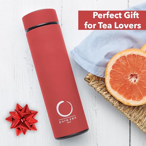 Insulated Tea Infuser Bottle (Coral Red)