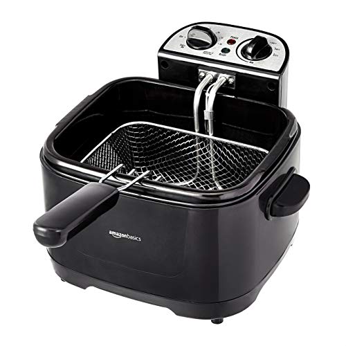 2.1-Qt (2.0L) Electric Deep Fryer with 8-Cup Oil Capacity, Adjustable Temperature Control, Timer, Easy Draining Removable Basket, Viewing Window, 1500W, Black (2.1-Qt, Black)