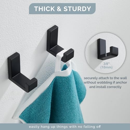 Towel Hooks for Bathrooms Matte Black (4 Pack / Matte Black)