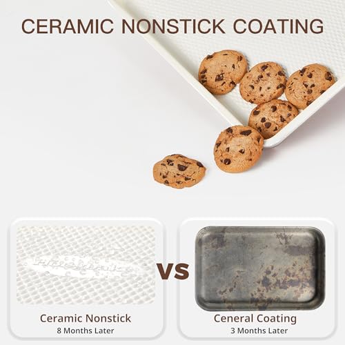 3 Pack Nonstick Ceramic Baking Sheet Pan Set for Oven (Ceramic Cream(0.8mm Aluminized Steel & Ceramic Coating))