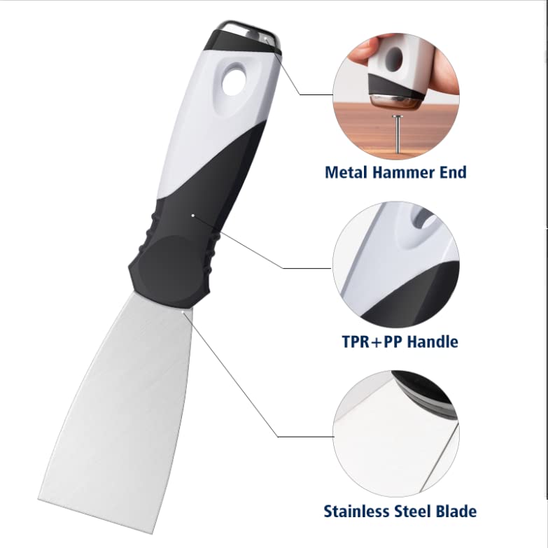 2-Pack 10-in-1 Putty Knife, Stainless Paint Scraper, Wood Tool (2" and 10 in 1 Putty Knife)