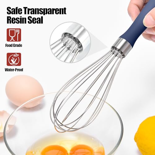 18 8 Stainless Steel Balloon Whisk for Cooking (S / Navy Blue)