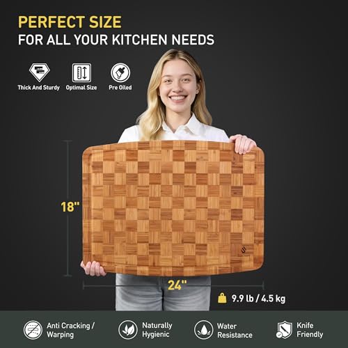 Extra Large Bamboo Wooden Cutting Board Wood Cutting Boards for Kitchen (23.5"L x 18"W)