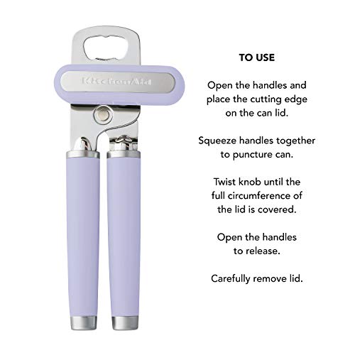 Classic Multifunction Can Opener and Bottle Opener Easy to Use (Lavendar/Cream / 8.34-Inch)