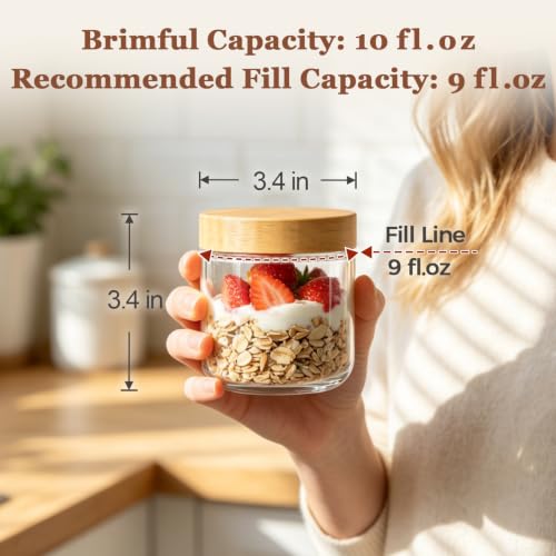 Overnight Oats Containers with Lids 10 oz (0.3125 Qt x 4)