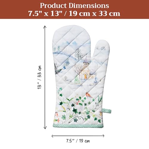 Maison d'Hermine Oven Gloves 100% Cotton Oven Mitt (104 - Snowy World / 7.5" x 13" (Oven Mitt))