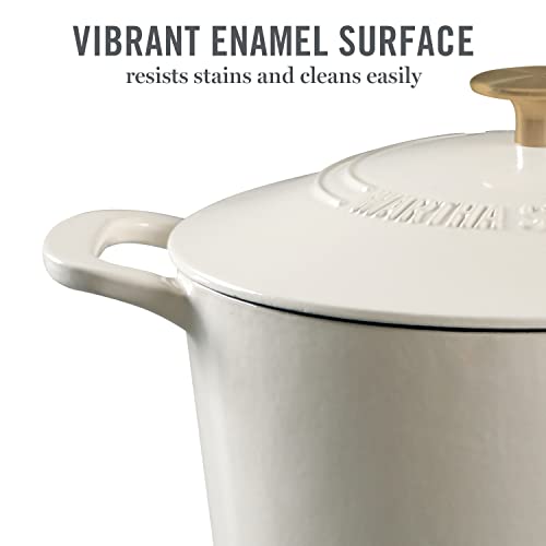 Gatwick 7 Quart Enamel Cast Iron Dutch Oven (Linen w/ Gold Knob / 7-Quart)