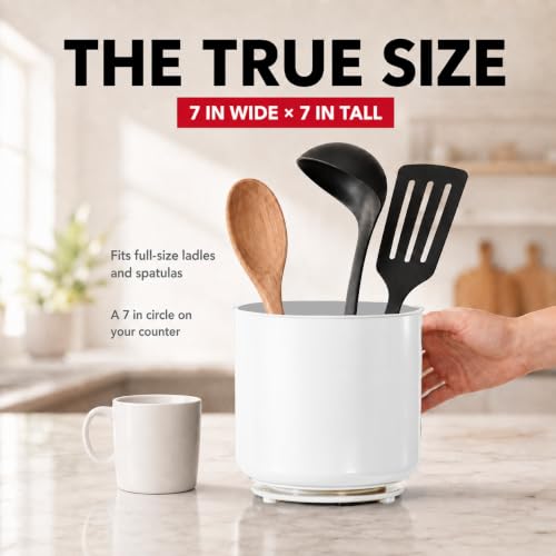 Plastic Rotating White Utensil Holder for Kitchen Counter (Nordic White)