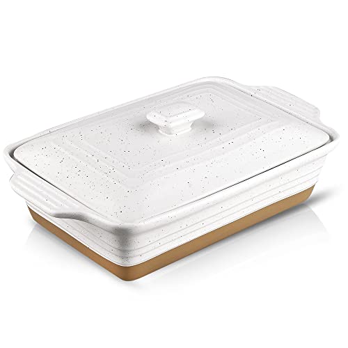 Ceramic Casserole Dish with Lid (White)