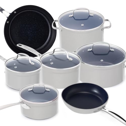12pc Forged Lightweight Cookware Set (Metallic Tinsel Silver (G10))