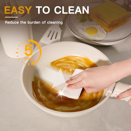21 Pcs Pots and Pans Set Non Stick (Cream White / 21 Piece)