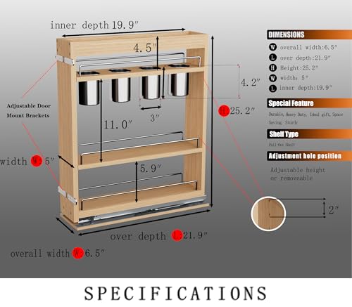 Pull Out Spice Rack Cabinet Organizer