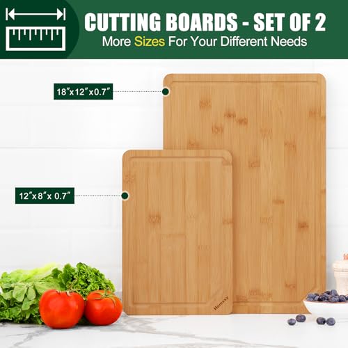 Organic Bamboo Cutting Boards Set for Kitchen Set of 2 (Natural / Set of 2)