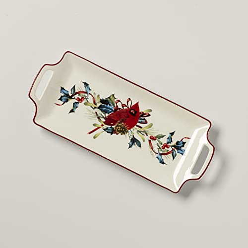 Winter Greetings Ivory Christmas Porcelain Serving Tray (Hors D'Oeuvres Tray)