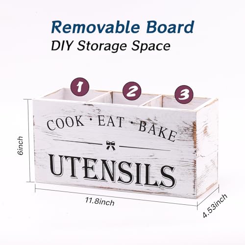 Kitchen Utensil Holder for Counter or Countertop (White Utensil Holder 3)