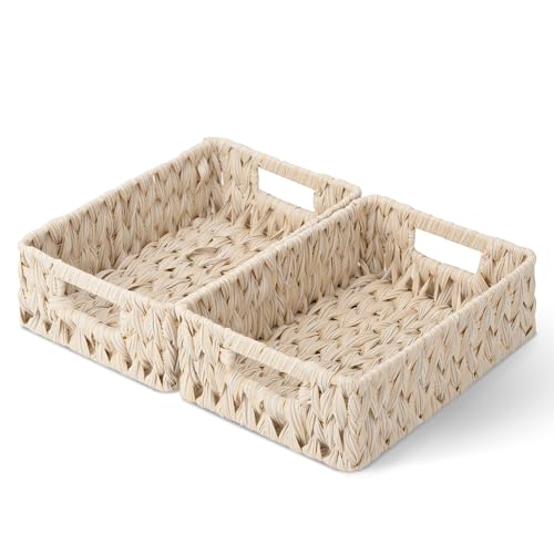 Wicker Baskets for Organizing (Butter Milk / 11¼"L x 7½"W x 3½"H)