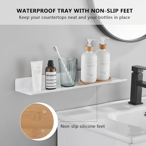White Glass Soap Dispenser (White Bottle + 14 Labels + Funnel + Tray)