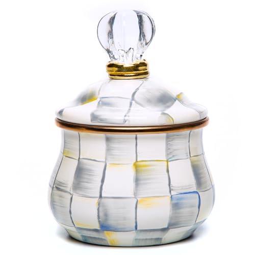 Enamel Lidded Sugar Bowl (Sterling Check)
