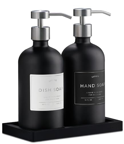 Glass Soap Dispenser Set of 2 (Black/Silver)