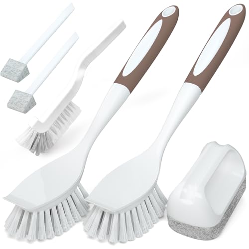 Dish Brush Cleaning Brush Set for Cleaning Groove Gap (Brown)