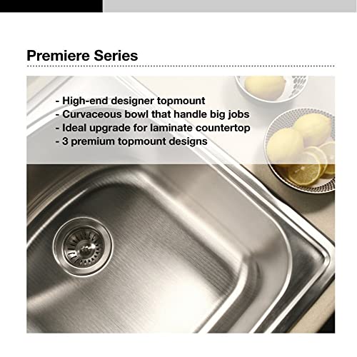 41" Stainless Steel Topmount Triple Bowl Kitchen Sink (Modern / 41-5/16 in. W x 22 in. D x 9 in. H)