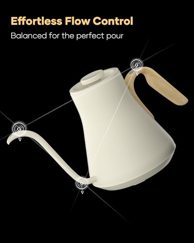 FLOW B9 Gooseneck Electric Kettle ±1°F Temperature Control (White Maple)