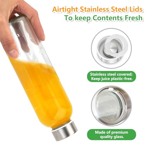18 oz Glass Water Bottles with Stainless Steel Lids