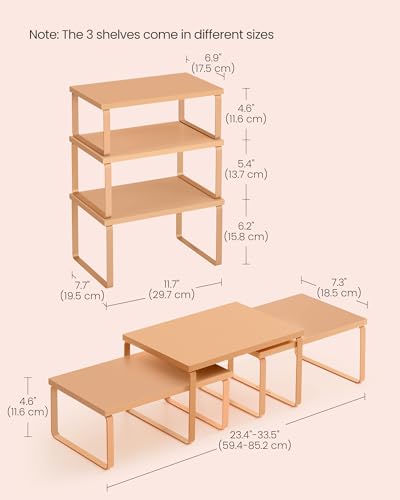 Cabinet Organizer Shelf (Apricot / S (4.6"H) + S (5.4"H) + S (6.2"H))