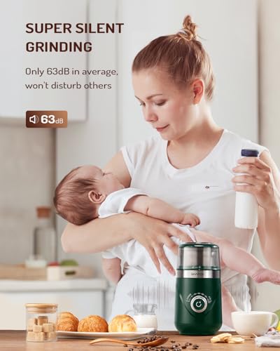 Electric Super Silent Blade Coffee Grinder (Green / 1 Bowl)